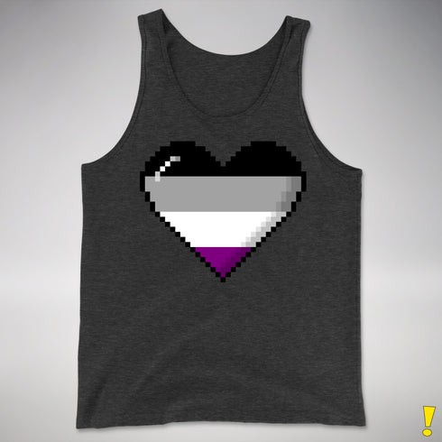 Asexual Pride 8-Bit Pixel Heart Premium Tank Top - Charcoal Triblend